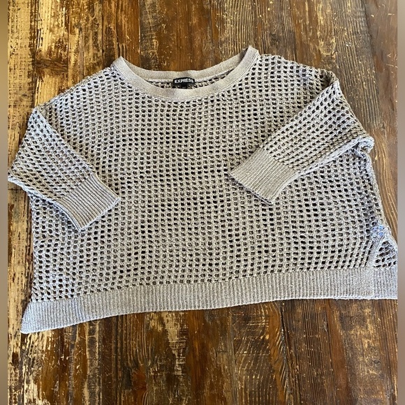 Express cropped open knit top with silver thread - Picture 7 of 10